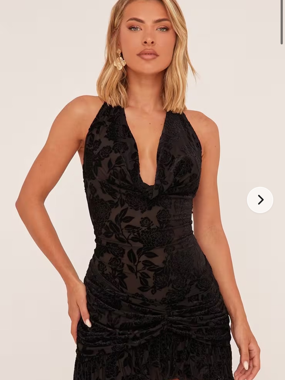 EGO Black Floral Velvet Mini Dress